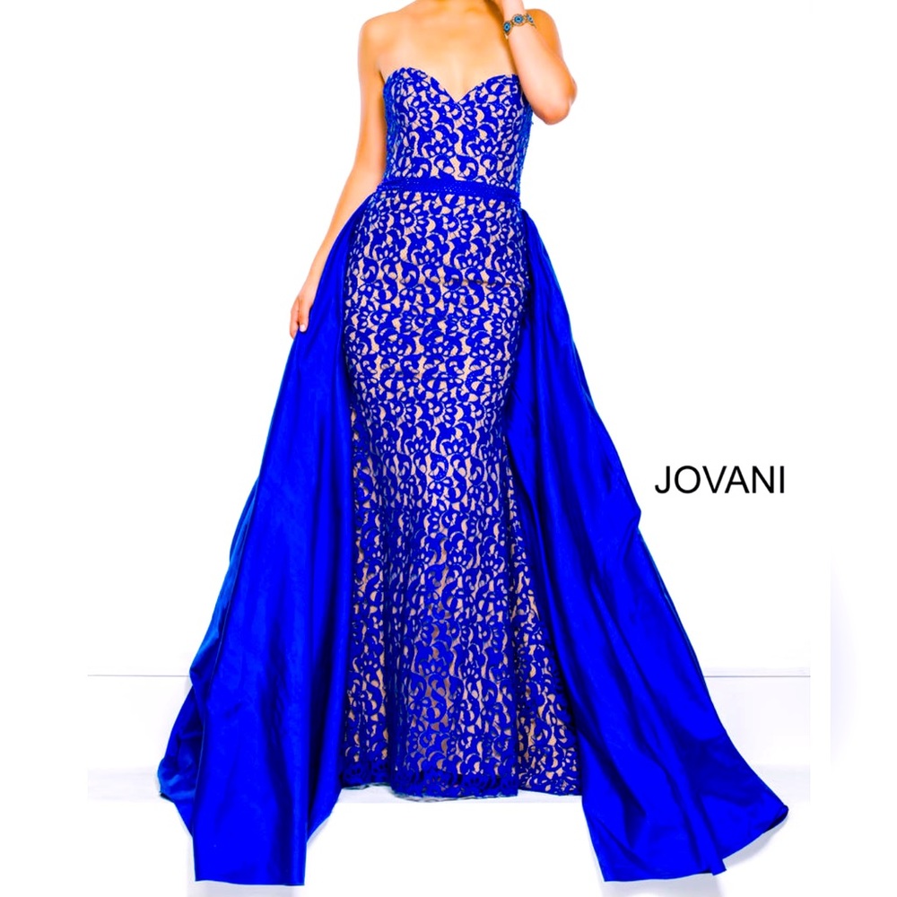Gorgeous Jovani style 35052. Color is Royal/ Nude. Size 12.